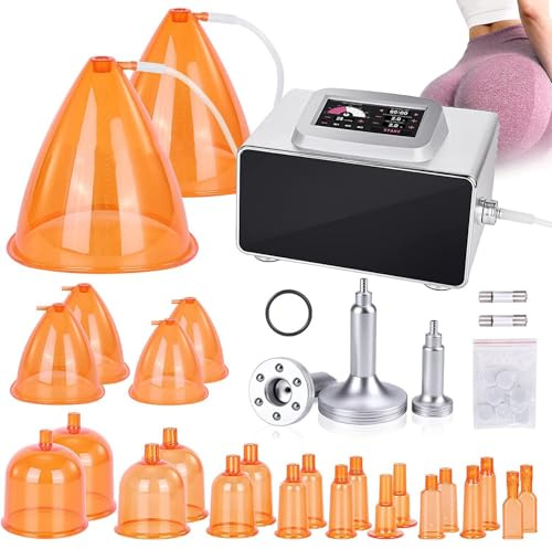Macchina Per Terapia A Vuoto 3 In 1 (Massaggio + Coppettazione + Raschiatura), Macchina Per Modellare Il Corpo, Macchina Per Sollevare I Glutei A Vuoto, 4 Modalità, Con 24 Tazze E 3 Gua Sha