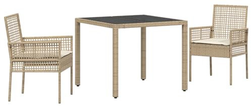 vidaXL Conjunto de Comedor de Jardín 3 uds. Beige ratán sintético