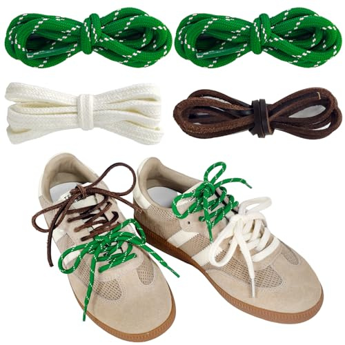 UamGlsob 4 st flerfärgade skosnören för sneakers, cool rolig söt design gör-det-själv mode färgade skosnören ersättningssträngar, Flerfärgad – grön