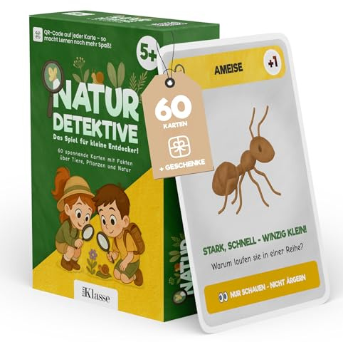 60 Spielkarten Lernkarten Natur Detektive das Spiel für kleine Entdecker Kartenspiel Kinder Kindergarten Grundschule Natur Wald Abenteuer Suchspiel Lernspiel Outdoor Entdeckerkarten Kinderkarten