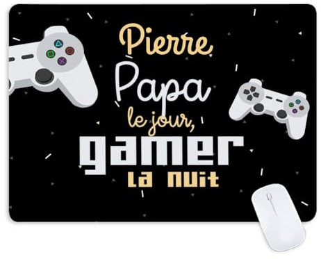 Wanapix | Tapis de Souris Personnalisé Rectangulaire XL | Fête des Pères | 33x25 cm | Base en Caoutchouc Antidérapant | Très Flexible | Cadeaux Originaux pour Hommes | Papa & Gamer