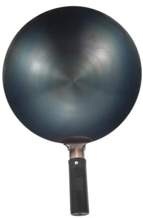 Wok de Cocina Negro de Hierro y Plástico para Cocinar en Casa