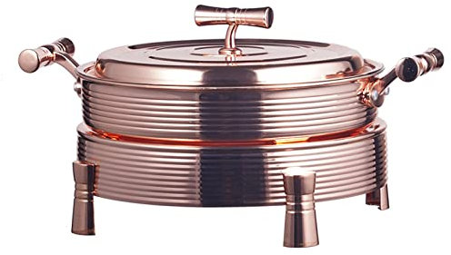 Olla Caliente China - Horno De Alcohol Portátil De Acero Inoxidable - Juego De Plato Para Calentar Alimentos, Olla Para Sopa, Utensilios De Cocina Para Autoservicio Comercial, Oro Rosa, 22 Cm