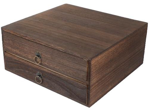 Garneck Boîte de Rangement en Bois Multicouche pour Articles Divers Tiroirs Organisateur de Bureau en Bois 2 Couches Design Vintage Facile à Utiliser Maison Bureau