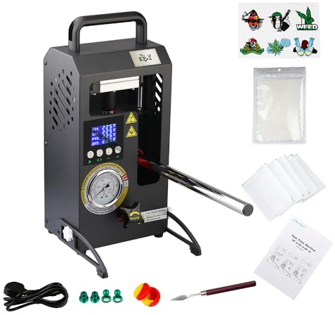 LTQ Vapor Prensa de calor hidráulica manual de 2 toneladas con placas de calor dobles de 3.5 x 3.1 pulgadas, pantalla LCD precisa con control digital de temperatura, prensa de calor manual portátil