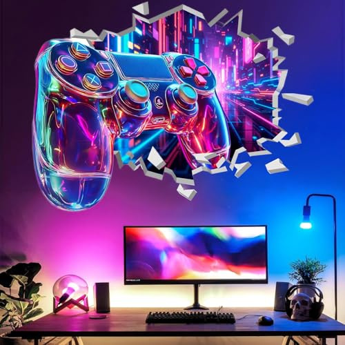 Autocollants muraux cool pour enfants, adolescents, garçons, chambre à coucher, salle de jeux, accessoires de salle de jeux, décoration murale, décoller et coller - Toile de fond amovible pour jeu