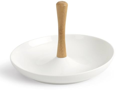 MEDARD DE NOBLAT - Serviteur apéritif - D24 cm - Tapas - Coupelle : Porcelaine. Plateau : Bambou - Vendu à l' unité - Blanc