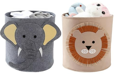 XineYuor Set de 2 Cestino Portaoggetti,Seau de rangement en feutre,Paniers Rangement en Feutre Rigide - Corbeille pliable pour Jouets, Vêtements, Salon, Salle de Bain ou Bureau - 35 x 35 cm