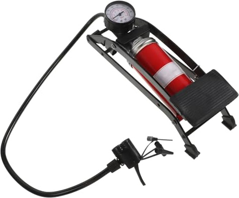 PLAFOPE Multifunktionale Fußpumpe Hochdruck Luftpumpe für Auto Pkw Reifen Fahrrad Motorrad mit Rutschfestem Pedal und Integriertem Manometer für Präzises Aufpumpen von Luftbetten und