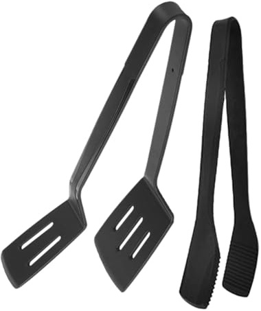 VERDANVERSE Set 2 Pinze per Griglia e Spatola in Silicone Nero Pinze da Cucina Multiuso Antiscivolo per Girare Bistecche Pesce e Cibi al Barbecue Strumenti Resistenti per Chef e Uso