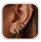 CASSIECA 5 Paar Creolen Silber Gold für Damen Herren Creolen Silber Helix Piercings Knorpel Ohrringe für Mehrere Piercings 8/10/12mm