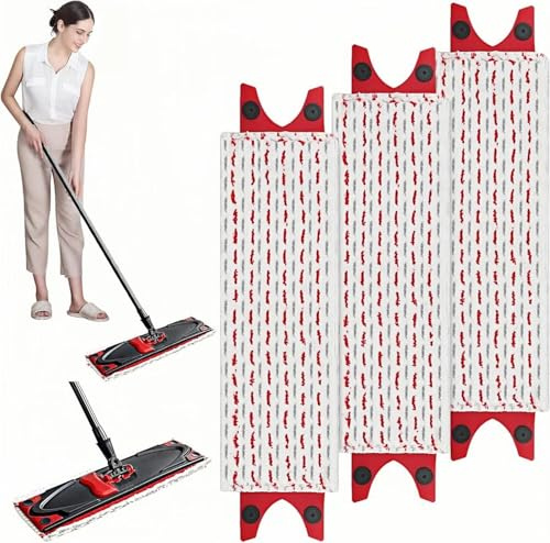 3 Stück Mikrofaser Wischmopp Ersatzbezüge Extra Breit Maschinenwaschbar Universell für Fliesen, Laminat, Parkett & Vinyl, Effektive Fleckenentfernung Schnelle Bodenreinigung