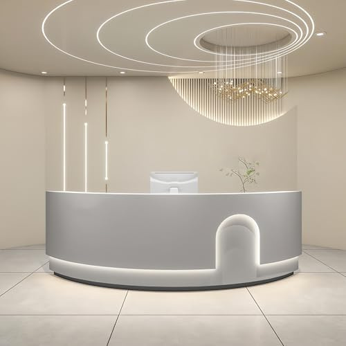 Reception räknare för skönhetssalonger, detaljhandelsdiskar, 20 cm (ca 203 cm) lång, böjd receptionsbänk för klädaffärer, kontor, butiker, lobbyer, ingen montering krävs,