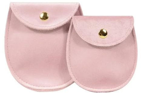 5 st tryckknapp sammet smyckepåse halvoval väska kuvert smycken halsband armband förvaring presentväskor för smycken (rosa – 9 x 10 cm)