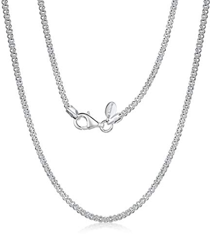 Amberta 925 Sterlingsilber Halskette - Popcorn-Kette - 2.5 mm Breite - Verschiedene Längen: 40 45 50 55 60 cm (45cm)