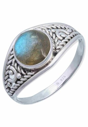 mantraroma Ring 925 Silber Damen Labradorit Edelstein blau ausgefallen verspielt