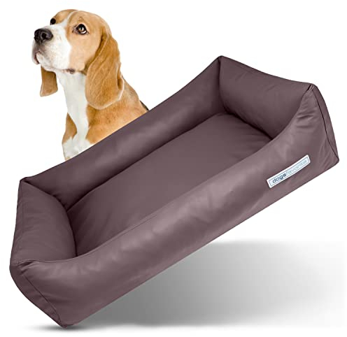 dogsfavorite Hunde-Bett - waschbares Hundekörbchen - hochwertiges Hundesofa - gelenkschonendes Hundekissen - robuste Hundematte - Hundekorb - braun - Gr. L 115 x 85 cm