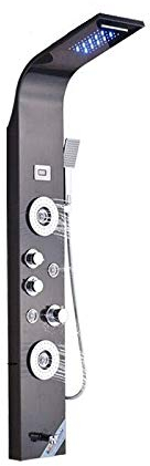 Pannello doccia a LED in acciaio inox con indicatore di temperatura e 2 funzioni di massaggio, colore: Orb