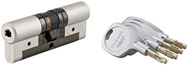 Cilindro europeo Cobra 2+ 43X43mm Nichelato, anti effrazione, antiscasso, antitrapano, 5 chiavi ergonomiche - THIRARD
