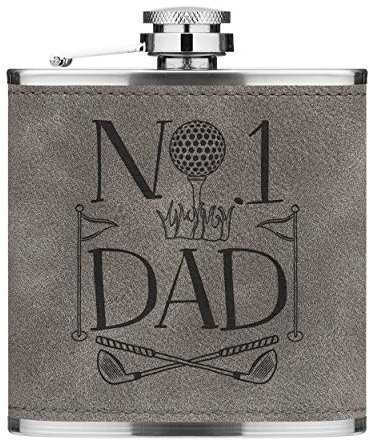 No.1 Papa Golf 6oz Cuir PU Hip Flasque Gris Luxe