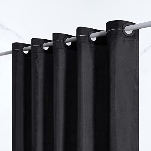 Furlinic Duschvorhang Schmale Textile Badvorhänge aus Stoff für Dusche und Badewanne Wasserdicht Schimmelresistent Waschbar Schwarz 120x200 mit Groß Ösen.