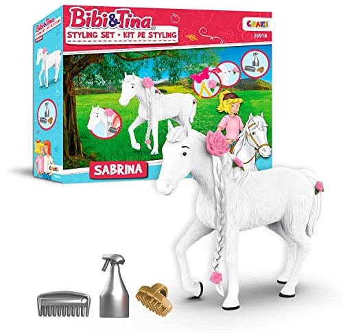 Craze Bibi und Tina Spielzeug Styling Sabrina Kinder Spielset Reiterhof Zubehör Box für Spielfiguren Pferde Spielzeug für Mädchen & Jungen Spiele ab 3 Jahre 25918