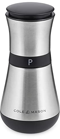 Cole & Mason H321914 Henley Pfeffermühle, Silber / Schwarz, Edelstahl, 135mm, Precision+, Enthält 1 x Pfeffermühle