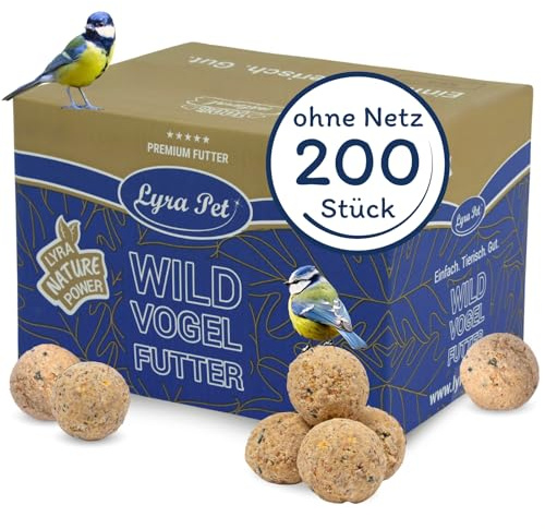 Lyra Pet® | 200 Meisenknödel ohne Netz je 90 g = 18 kg | HK Bulgarien | Kraftspendendes Fettfutter | Nahrhafte Ganzjahresknödel für Sommer & Winter | Ideal für Futterhäuser | Gourmetsnack für Vögel | Energielieferant für Wildvögel - Mineralstoffreiches Wildvogelfutter für das ganze Jahr - Fetthaltig & Nährstoffreich