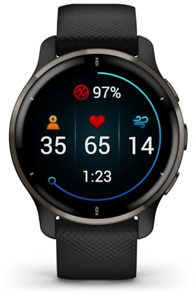 Garmin Venu 2 Plus, GPS Smartwatch with Call and Text, Advanced Health Monitoring and Fitness Features, Slate with Black Band