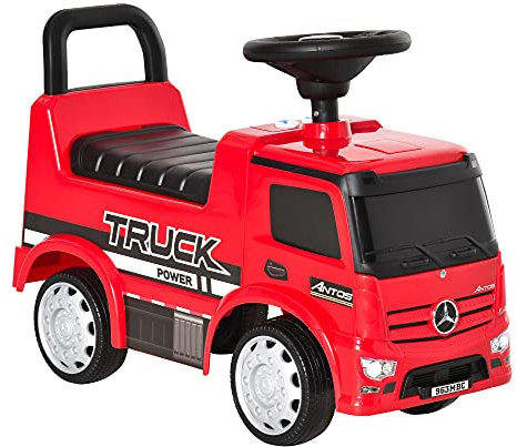 HOMCOM Compatible Kids Ride On Car Truck Mercedes Benz Licensed Toddler Foot To Floor Slider w/Under Seat Storage for 12-36 Months Red