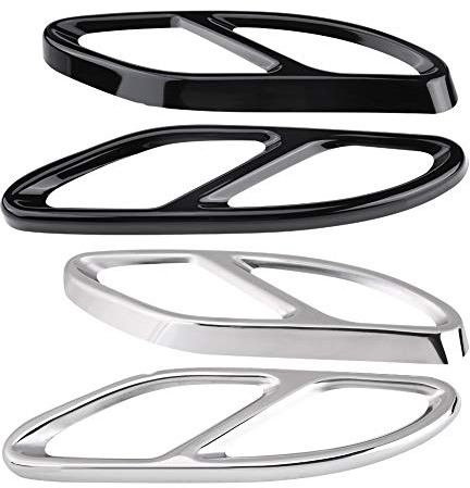 Auspuffblende 1 Paar Auspuff Endrohrblenden Blenden für GLC C E-Klasse C207 Coupe 14-17(Schwarz)