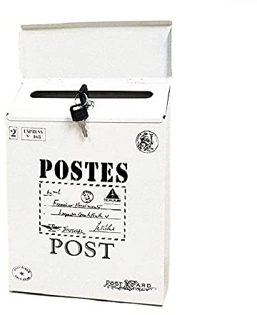 WERCHW Wall Mounted Mailbox, Rainproof Locking Mailbox Reinforced Through-The-Door Dropbox, Double Steel Door Drop Safe Locked Mailbox Outdoor Villa Retro Mail Box (Color : E)