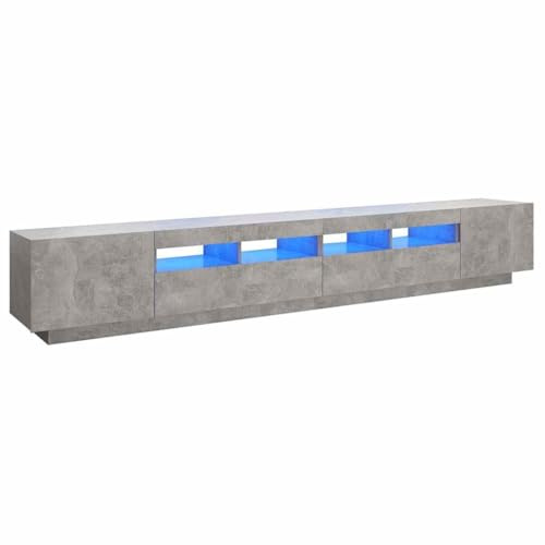 vidaXL TV Cabinet/Stand with RGB LED Lights - Concrete Grey, Engineered Wood, 260 x 35 x 40 cm