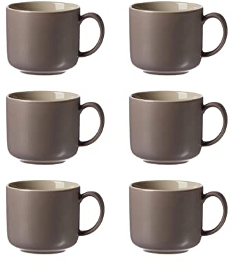 Ritzenhoff & Breker Kaffeetassen Jasper, Taupe, 6er Set, 240 ml, Teetassen & Milchkaffeetassen aus Steinzeug, Soft-Touch-Haptik & Mattglasur