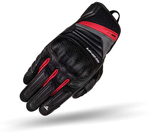 SHIMA Rush Motorcycle Gloves Men Leather Textile Short Summer Biker Armoured Protectors Motorbike Perforated Ventilated Touchscreen Motorsport Glove Lightweight Motocross (Mens, Red, 3XL)