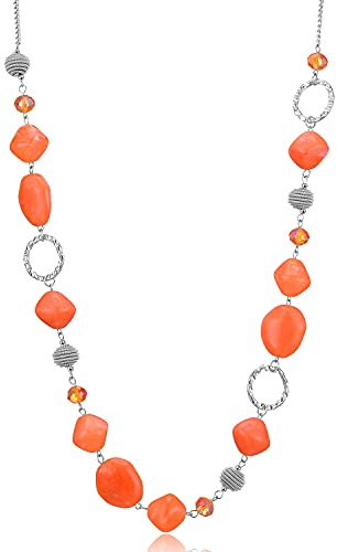 Bulinlin Silber Perplen Lang Kette für Damen Boho Statement Chain Halskette Modeschmuck Geburtstagsgeschenke für Frauen