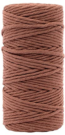 Vaessen Creative Hilo de macramé marrón, 3 mm x 100 m, 100% algodón, Disponible, Bricolaje, decoración como Colgante, Colgante de Pared, portavelas, atrapasueños