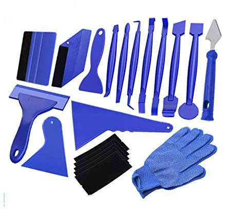 21stk Auto Vinyl Werkzeug Kit Autofolie Rakel Set für Tönungsfolie Auto Wrap, Folien Werkzeug Set für Wrapping, Schaber, Filzrakel, Teflonband, Rakel, Cutter, Messer, Folierungs
