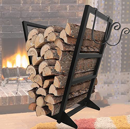 WORDFUN Portalegna da Esterno in Metallo, 46x28x56cm/53x28x81cm Scaffale per Legna da Ardere, Porta Legna per Stufa da Interno, Contenitore per Ceppi di Legna, Facile da Installare (Size : 22/56cm)