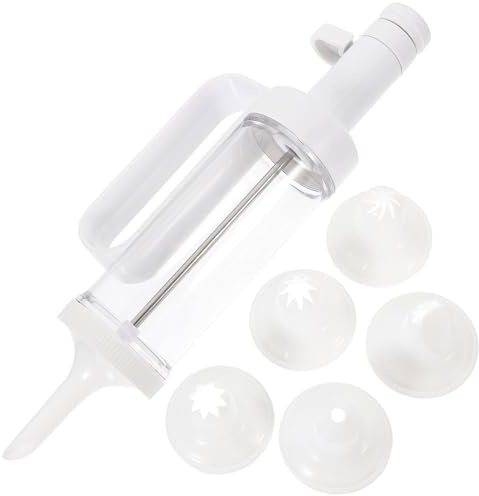 Hemoton Cookie Press Tool Set with 6 Nozzles Biscuit Maker and Decoration Tool for Household Baking Mold Cake Cupcake Pastry Icing Dispenser 9.44X2.95X1.92In