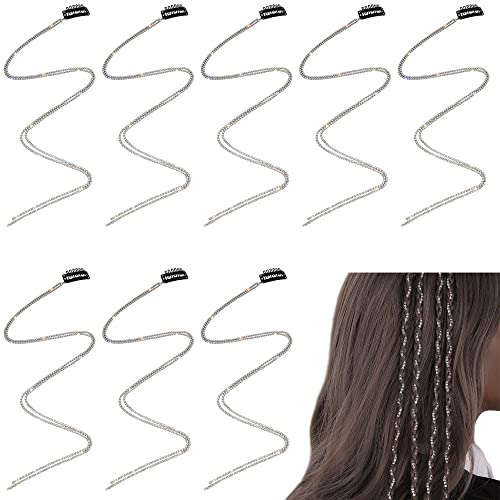 Niuhong 8 Pcs Strass Tassel Haarspangen Braids Glitzer Haarschmuck Quaste Mode Kopfschmuck Pferdeschwanz Haarketten Crystal Ketten Haarschmuck Bling Headwead Kristall Kopfkette Damen Und Mädchen