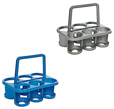Novaliv 2X Flaschenträger für 12 Flaschen - Stabiler Halt - Getränkekorb Kunststoff, Stapelbar, 32x23x28cm BLAU Silber- Ideal für Küche & Keller Getränkekorb Bierträger Getränketräger