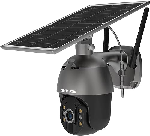 SOLIOM S600 3G 4G LTE Überwachungskamera Aussen Solar mit SIM Karte Außenkamera ohne WLAN 1080P HD Infrarot Nachtsichtfunktion Zwei-Weg-Gespräch Aussenkamera mit Bewegungsmelder IP66