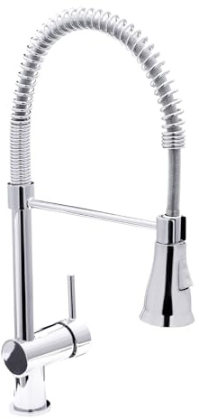 aquaSu® Küchenarmatur mit Federbrause Fresh, Kosten-sparende Kaltwassermittelstellung, Wasserspar-Kartusche, Keramikkartusche, Schaftbefestigung, Messingkern, chrom, 796033
