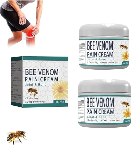 Bee Venom Cream Bienengiftsalbe, Pain and Bone Healing Cream, Bienengift Creme Gegen Schmerzen, Bienengiftcreme Mit Bienenwachs Und Kräuterextrakten, Provides for Back,Neck,Hands,Feet (2PCS)