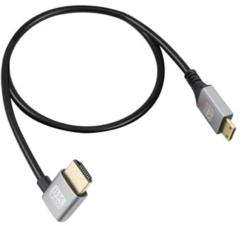 RIIEYOCA 90 grados ángulo izquierdo UHD 8K HDTV Macho a Mini HDTV Macho 18Gbps de alta velocidad 2.1 Cable extendido soporta 8K @ 60Hz, 1080p, ARC, 3D, para DVR, HDTV (Left Angle, 0.5M)