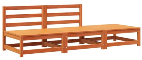 vidaXL Gartensofa, Modular Sofa ohne Armlehnen, Gartensessel mit Fußhocker, Relaxsessel Lounge Sessel Gartenmöbel, Wachsbraun Kiefernholz