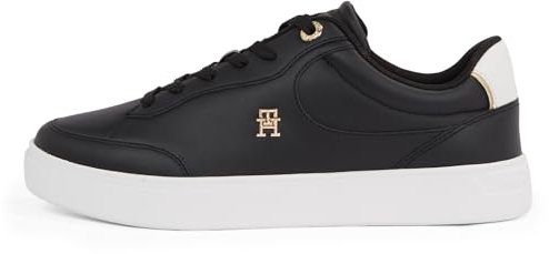 Tommy Hilfiger Damen Court Sneaker Essential Chic aus Leder, Schwarz (Black), 40