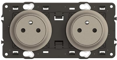 LEGRAND - Prise Electrique Double avec Terre Céliane Surface Confort - Prise Affleurante avec Socle Rétractable - Titanium - A compléter avec une plaque