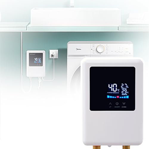 QIeAny Instant Water Heater(3500~5500W), Adjustable Temperature (30-55℃)+Digital Display,Touch + Remote Control,Variable Frequency Constant Temperature/3 S Heating,Leakage Protection,3500W,White